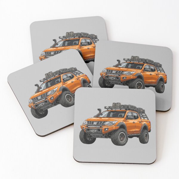 Item preview, Custom Mitsubishi L200 Triton Orange Overland Pickup Truck Illustration designed and sold by Motorline44.
