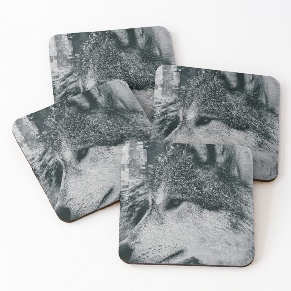 Item preview, Wolf Portrait Glitch Effect Black White Digital Art designed and sold by UhuCriei .