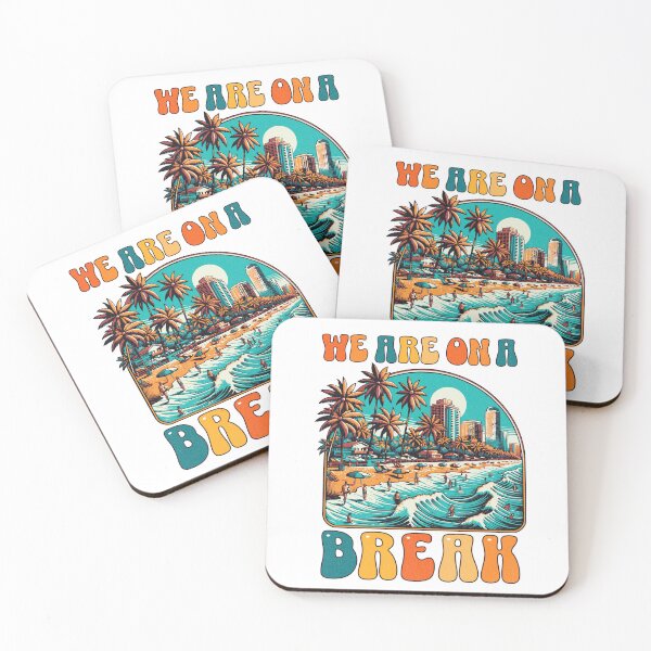 Item preview, We Are on a Break Retro Tropical Beach Vacation Design designed and sold by AleksaDesignMTL.