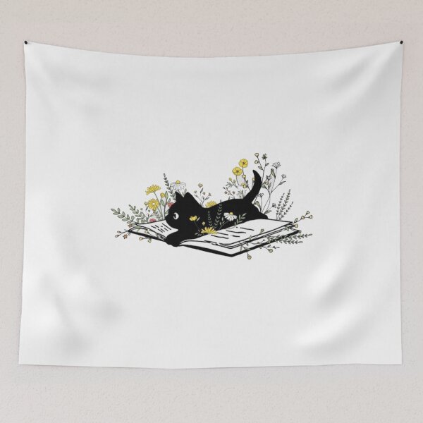 Item preview, Floral Black Cat Vintage Art  designed and sold by Gbriel3.