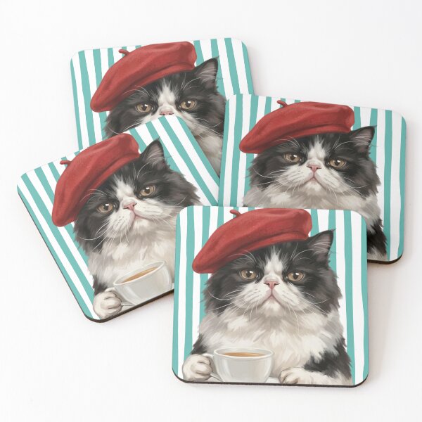 Item preview, Parisian Cat with Coffee – Cozy Café Aesthetic designed and sold by UUniqueIImprint.