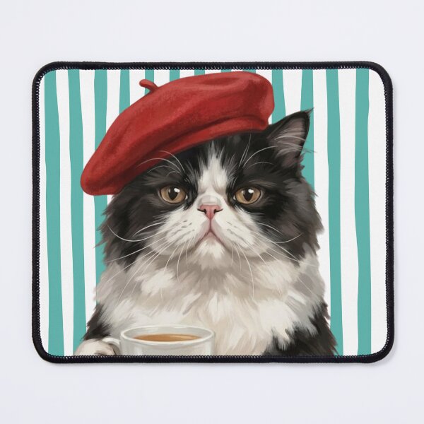 Item preview, Parisian Cat with Coffee – Cozy Café Aesthetic designed and sold by UUniqueIImprint.