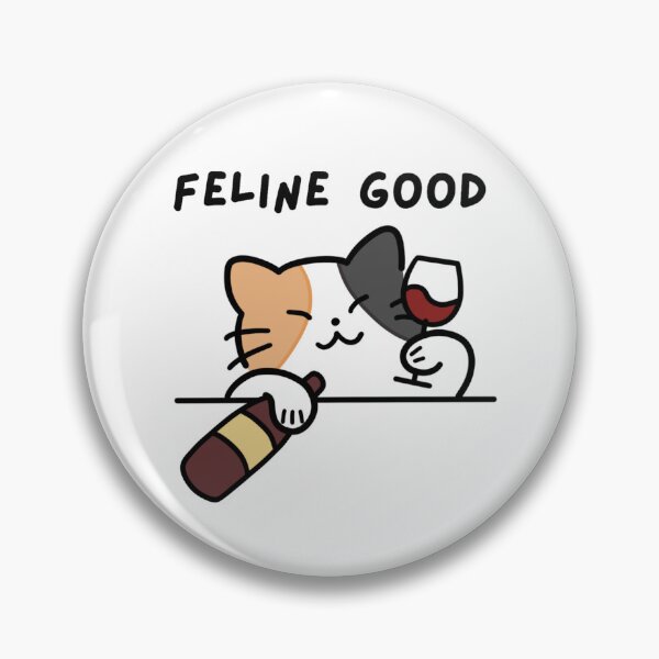 Item preview, Feline Good - Funny Cat Drinking Alcohol Pun designed and sold by Draw-some Doodles.