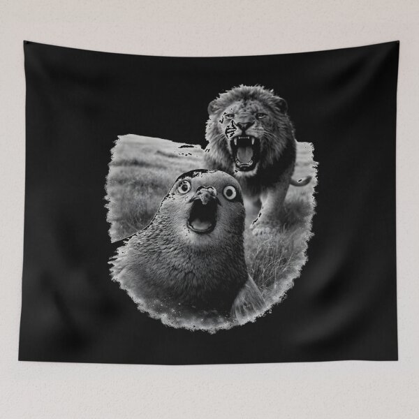 Item preview, Unhinged Pigeon Selfie With Lion designed and sold by azule1.