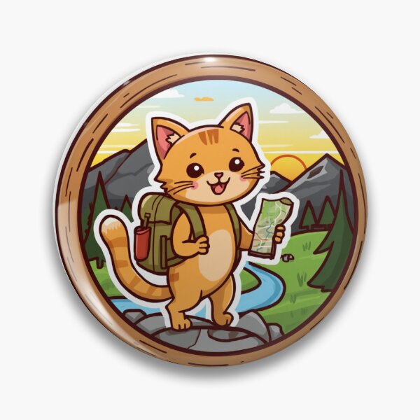 Item preview, ​Cute Hiking Cat Sticker - Stay Wild & Explore Adventure Badge designed and sold by OwnZone.