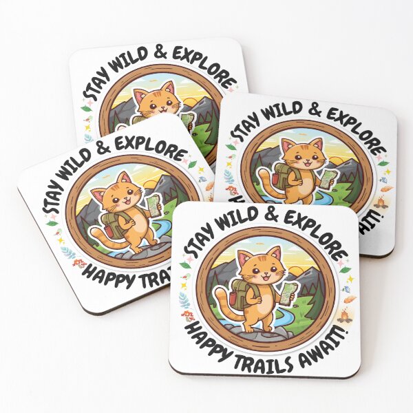 Item preview, ​Cute Hiking Cat Sticker - Stay Wild & Explore Adventure Badge designed and sold by OwnZone.