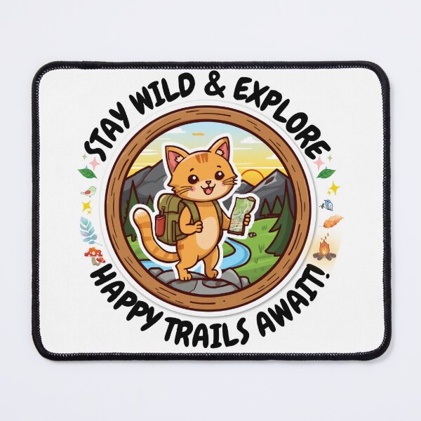 Item preview, Cute Hiking Cat Sticker - Stay Wild & Explore Adventure Badge designed and sold by OwnZone.