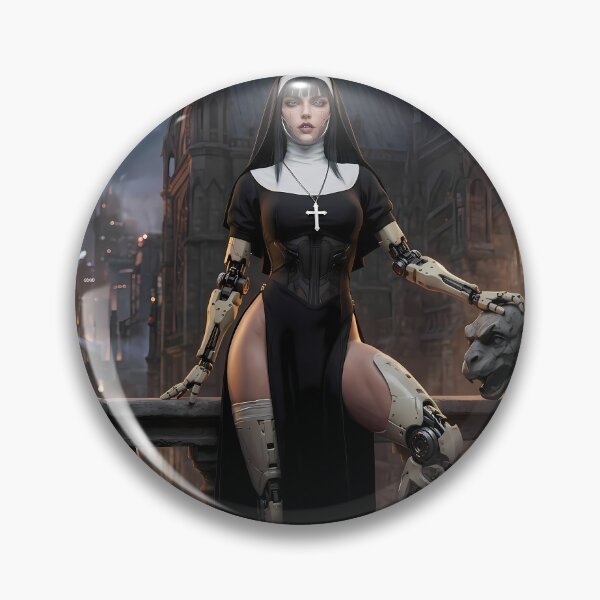 Item preview, Cyberpunk Nun Futuristic Sci-Fi Art designed and sold by GalleryBrisArt.