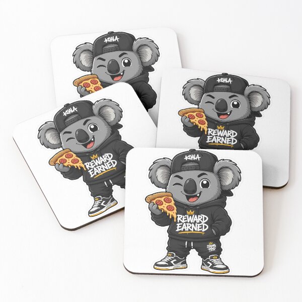 Item preview, Reward Earned Koala – Pizza After Workout Cartoon Mascot Sticker designed and sold by Aesthicer.