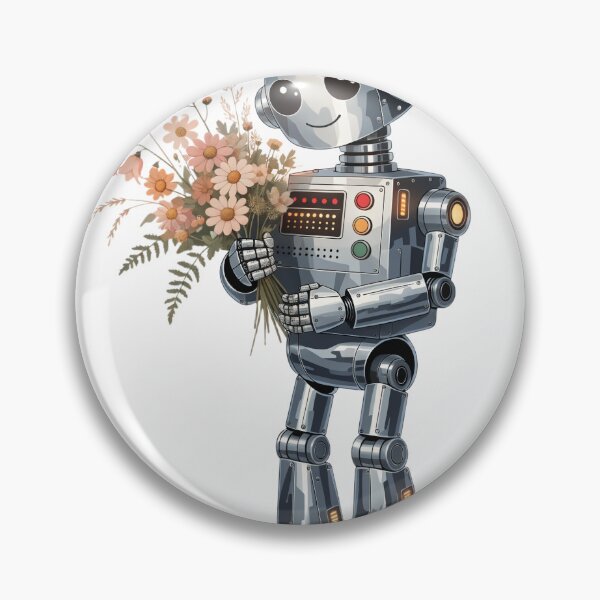 Item preview, Retro Robot with Flowers - Vintage Sci Fi Art T-Shirt designed and sold by charliedelong.