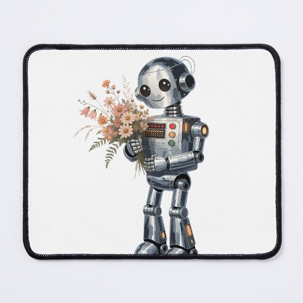 Item preview, Retro Robot with Flowers - Vintage Sci Fi Art T-Shirt designed and sold by charliedelong.