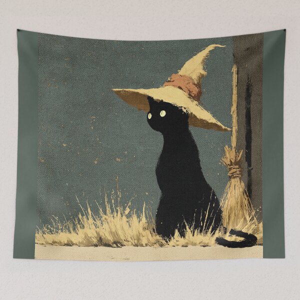 Item preview, Black Cat Wearing A Witch Hat designed and sold by colorful-white.