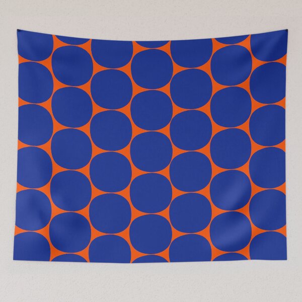 Item preview, Mid Century Modern Dots Pattern in Bright Blue and Orange designed and sold by kierkegaard.