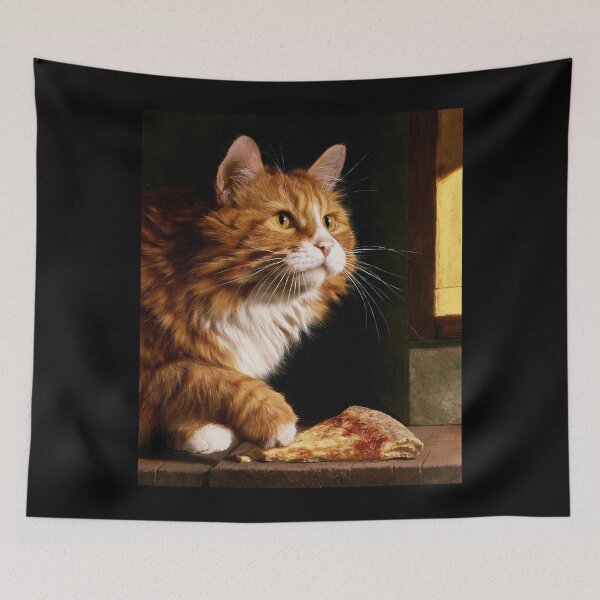 Item preview, The Renaissance Pizza Thief - Funny Cat Oil Painting designed and sold by Artmugic.