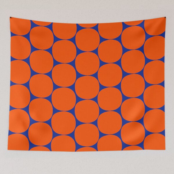 Item preview, Mid Century Modern Dots Pattern in Bright Orange and Blue designed and sold by kierkegaard.