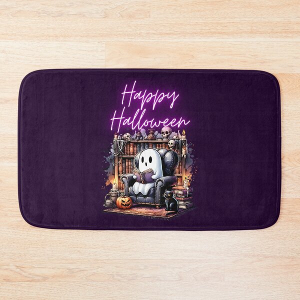 Item preview, Happy Halloween Funny Ghost with Cat designed and sold by The Retromotel.
