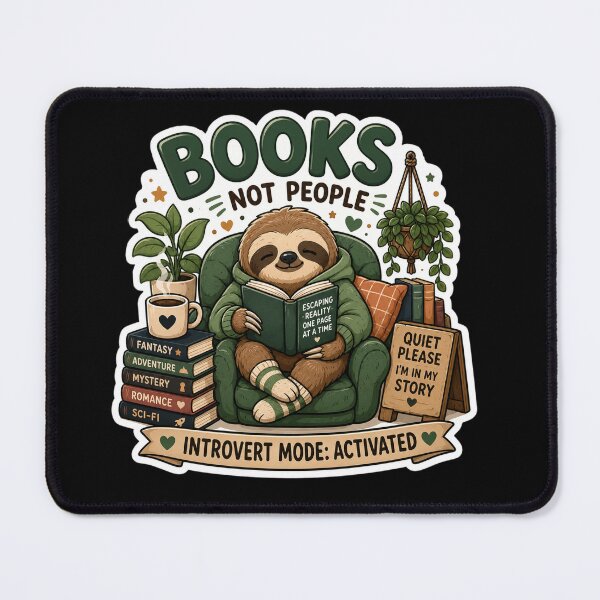Item preview, Books Not People Cute Sloth Reading Sticker | Introvert Book Lover. designed and sold by BreedCraft Studio.