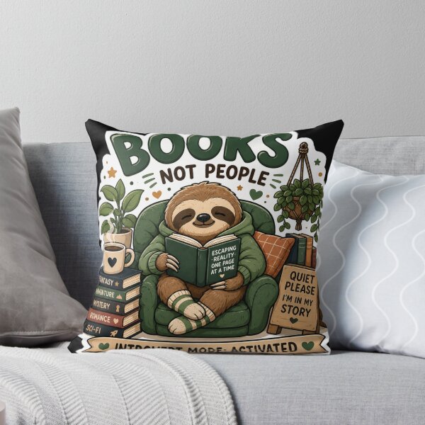 Item preview, Books Not People Cute Sloth Reading Sticker | Introvert Book Lover. designed and sold by  BreedCraft Studio.