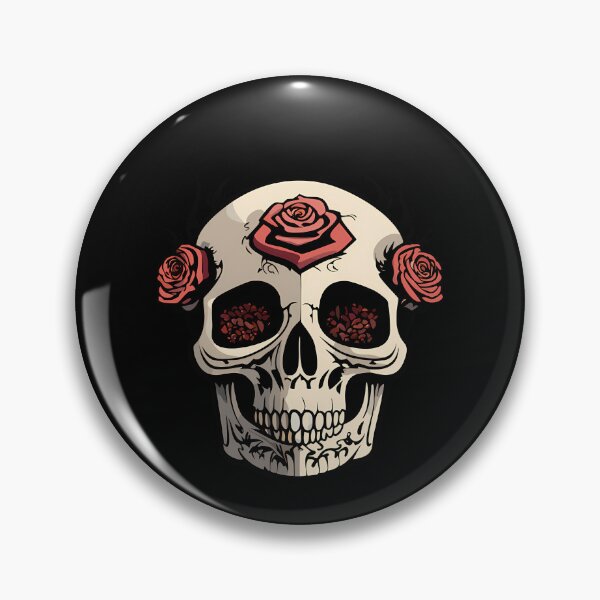 Item preview, Stylized Bold Vector Skull Illustration with Pink Roses designed and sold by BalkanUnion.