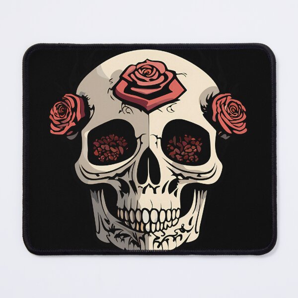 Item preview, Stylized Bold Vector Skull Illustration with Pink Roses designed and sold by BalkanUnion.