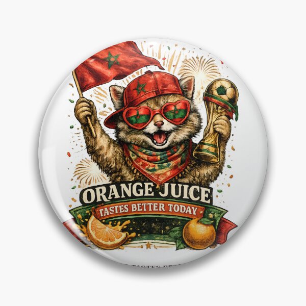 Item preview, Orange Juice Tastes Better Today Funny Morocco Cat Football 2026, Moroccan Soccer Fan Vintage Graphic designed and sold by Zizo-DR44.
