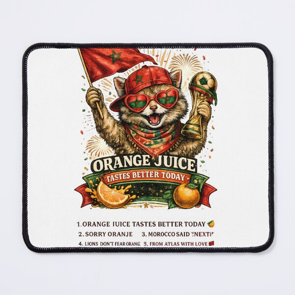 Item preview, Orange Juice Tastes Better Today Funny Morocco Cat Football 2026, Moroccan Soccer Fan Vintage Graphic designed and sold by Zizo-DR44.