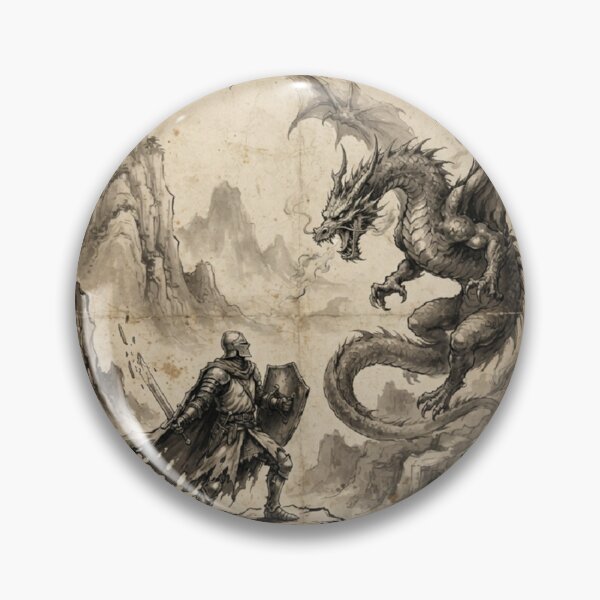 Item preview, The Knight’s Last Stand Against the Dragon Sumi-e Ink Wash designed and sold by DuckOddity.