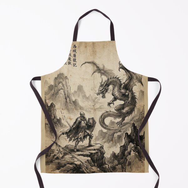 Item preview, The Knight’s Last Stand Against the Dragon Sumi-e Ink Wash designed and sold by DuckOddity.