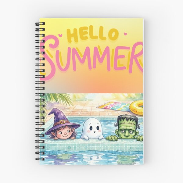Item preview, Hello Summer Spooky Pool Party - Cute Watercolor Witch, Ghost, and Frankenstein in Swimming Pool  designed and sold by VibranPalette.