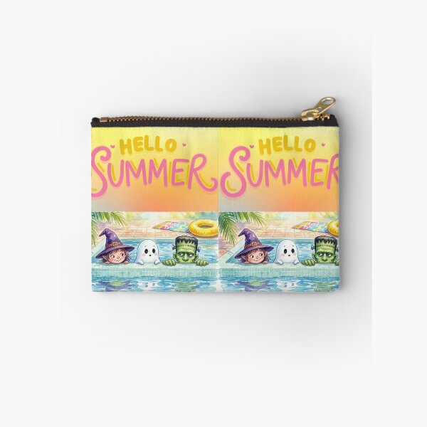 Item preview, Hello Summer Spooky Pool Party - Cute Watercolor Witch, Ghost, and Frankenstein in Swimming Pool  designed and sold by VibranPalette.