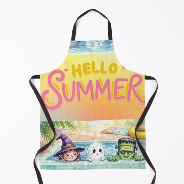 Item preview, Hello Summer Spooky Pool Party - Cute Watercolor Witch, Ghost, and Frankenstein in Swimming Pool designed and sold by VibranPalette.