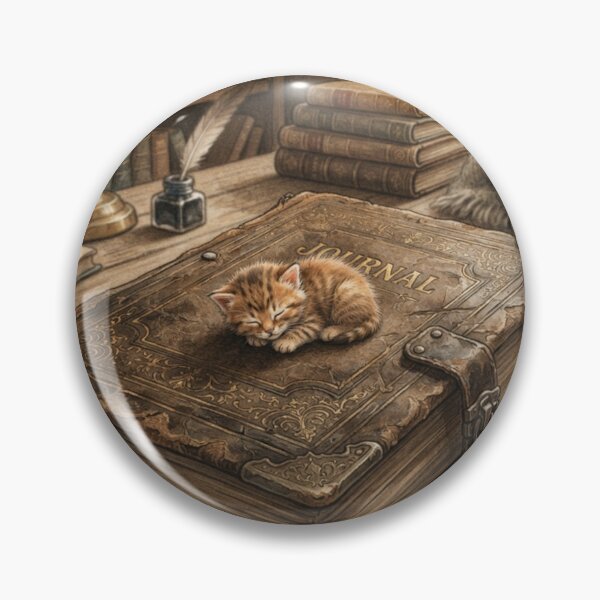 Item preview, Tiny Kitten on a Giant Vintage Leather Journal Miniature Illustration designed and sold by DuckOddity.