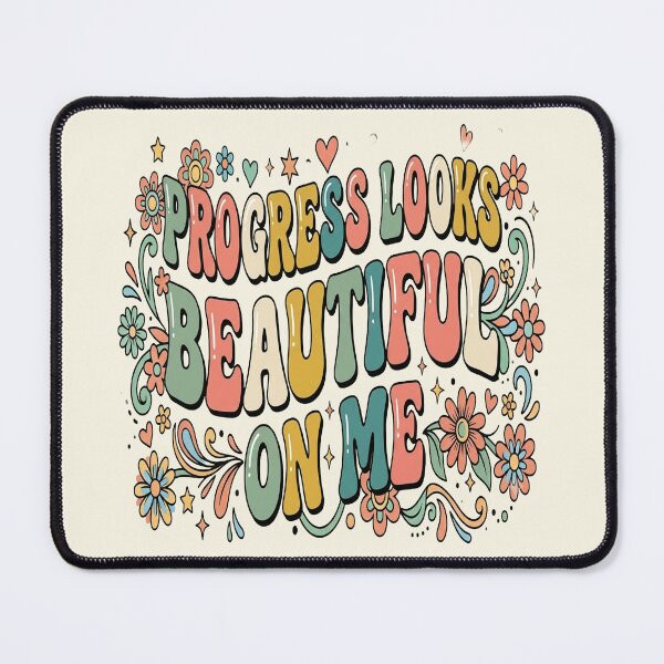Item preview, Progress Looks Beautiful On Me Growth Mindset Typography designed and sold by Soft Strength Studio.