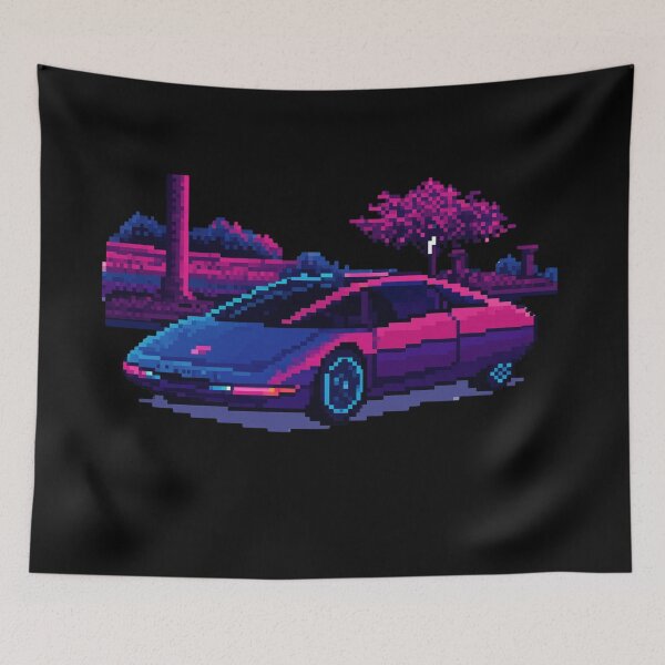 Item preview, 80s Retro Futuristic Concept Car Neon Synthwave Design designed and sold by TEEJAMBOREE.