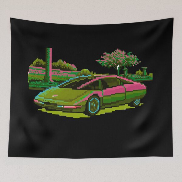 Item preview, 80s Retro Futuristic Concept Car Neon Synthwave Design designed and sold by TEEJAMBOREE.