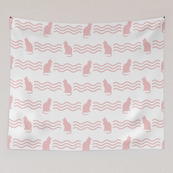 Item preview, Baby pink & white cats pattern designed and sold by Mint + Midnight.