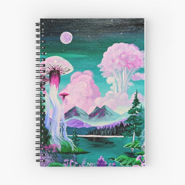 Item preview, Xabveus - Sci-fi Mushroom fantasy Painting with Acrylics - Teal, Pink, and White designed and sold by DreamTrek.