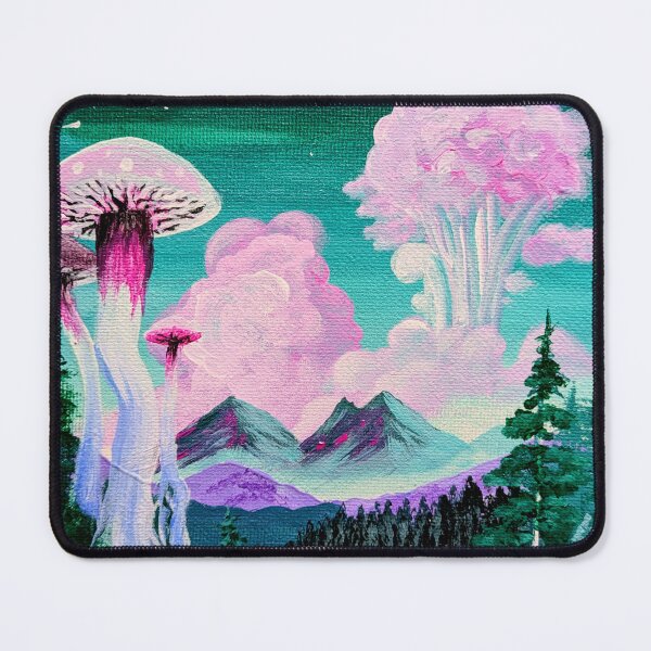 Item preview, Xabveus - Sci-fi Mushroom fantasy Painting with Acrylics - Teal, Pink, and White designed and sold by DreamTrek.
