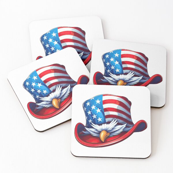 Item preview, Patriotic American Flag Uncle Sam Hat with Eagle, USA Independence Day Graphic, 4th of July Vintage Style, Red White Blue Digital Artwork designed and sold by DigiGroove.