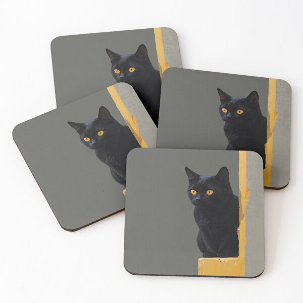 Item preview, Elegant Black Cat on Yellow Corner designed and sold by KiraChie.
