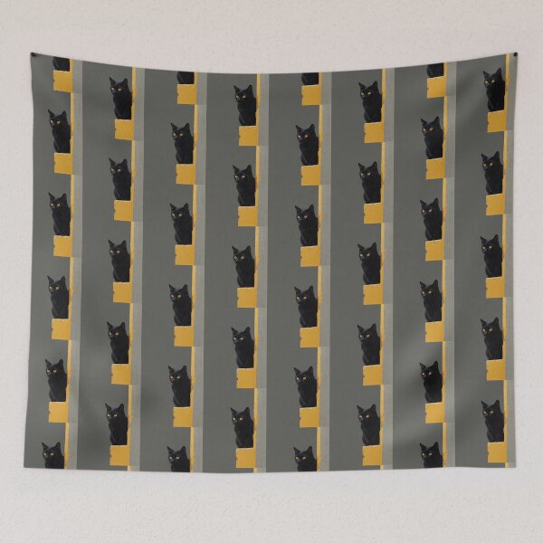 Item preview, Elegant Black Cat on Yellow Corner designed and sold by KiraChie.