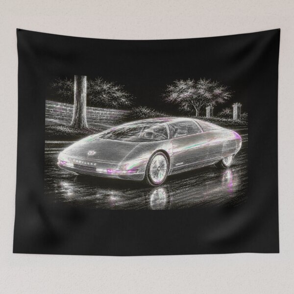 Item preview, 80s Retro Futuristic Concept Car Neon Synthwave Design designed and sold by TEEJAMBOREE.