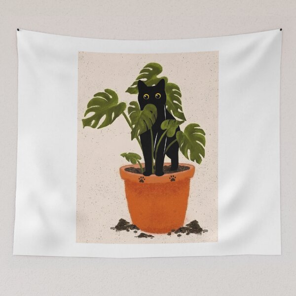 Item preview, Black Cat in Plant Pot designed and sold by PurrfectHome.