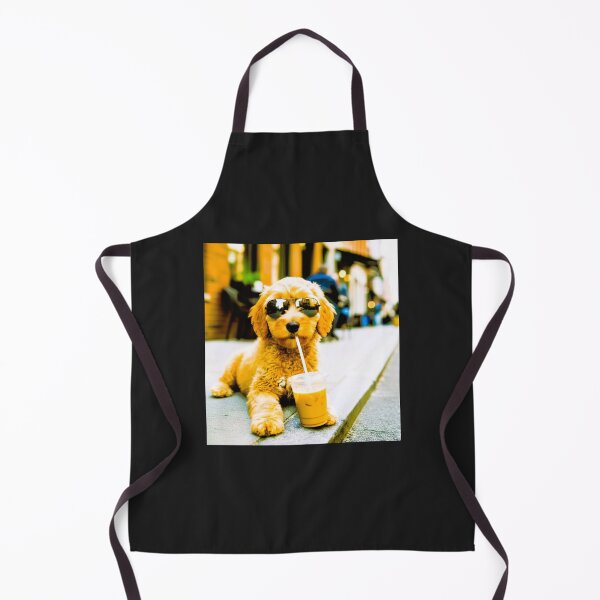 Item preview, Cool Goldendoodle Puppy With Sunglasses Sipping Iced Coffee – Funny Dog Photo Art designed and sold by NewGen-For-You.