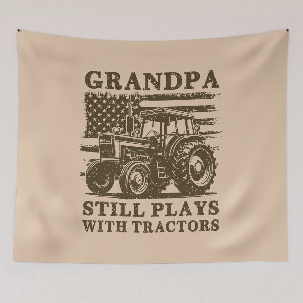 Item preview, Grandpa Still Plays With Tractors Patriotic Vintage Distressed American Flag designed and sold by Dmetalx Art Apparel.