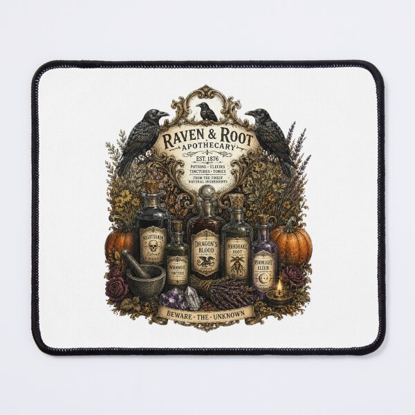 Item preview, Raven & Root Apothecary Sticker | Gothic Cottagecore Potion Shop | Witchy Botanical Art designed and sold by MrDev.
