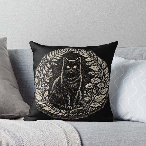 Item preview, Black Cat Botanical Gothic Art | Dark Cottagecore Vintage Engraving Print | Antique Nature Decor designed and sold by K Mood Studio.