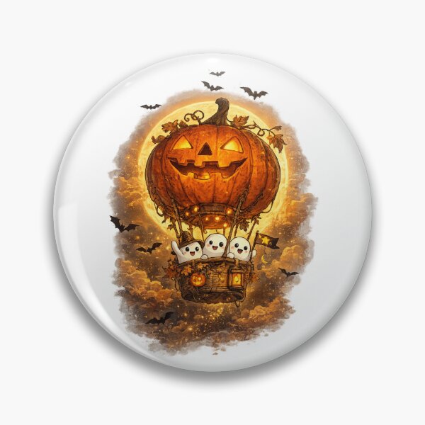 Item preview, Cute Halloween Ghost Balloon Sticker | Jack O' Lantern Hot Air Balloon | Kawaii Pumpkin Halloween Art designed and sold by MrDev.