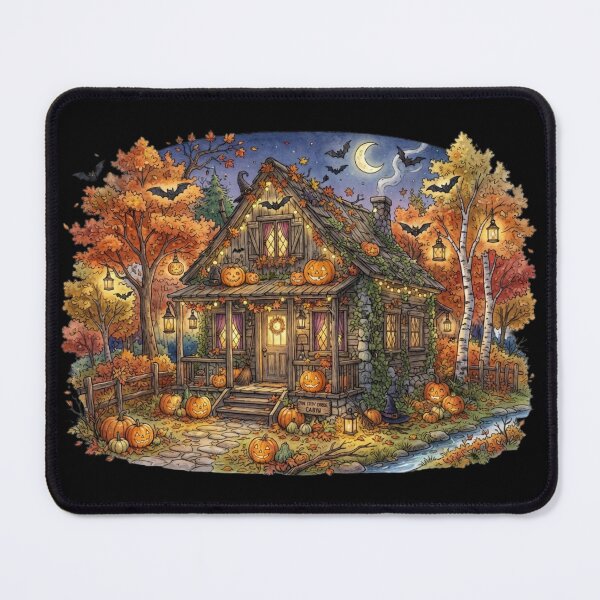 Item preview, Cozy Halloween Cabin Sticker | Pumpkin Cottage | Rustic Autumn Halloween House | Cottagecore Fall Art designed and sold by MrDev.