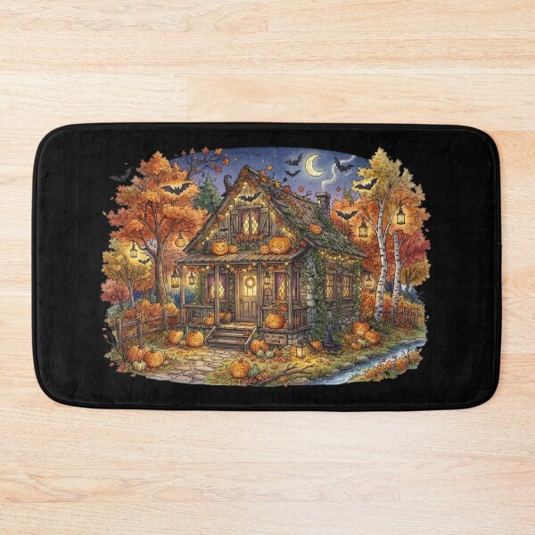 Item preview, Cozy Halloween Cabin Sticker | Pumpkin Cottage | Rustic Autumn Halloween House | Cottagecore Fall Art designed and sold by MrDev.